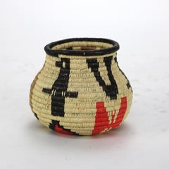 Vintage Native South American Wounaan & Embera Figural Woven Reed Basket 20thC
