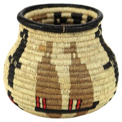 Vintage Native South American Wounaan & Embera Figural Woven Reed Basket 20thC