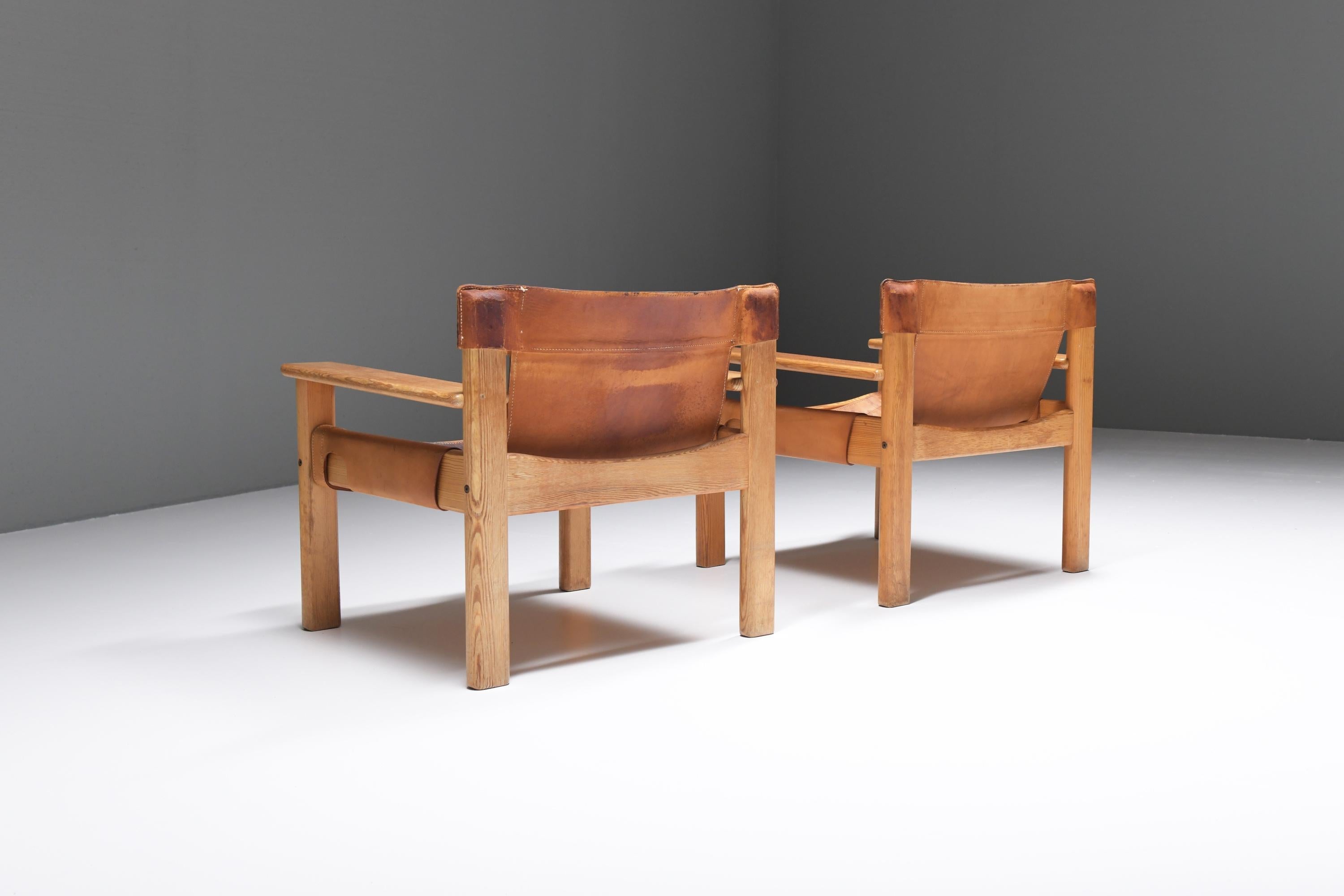 Vintage Natura chairs in patinated cognac leather by Karin Mobring for IKEA 4