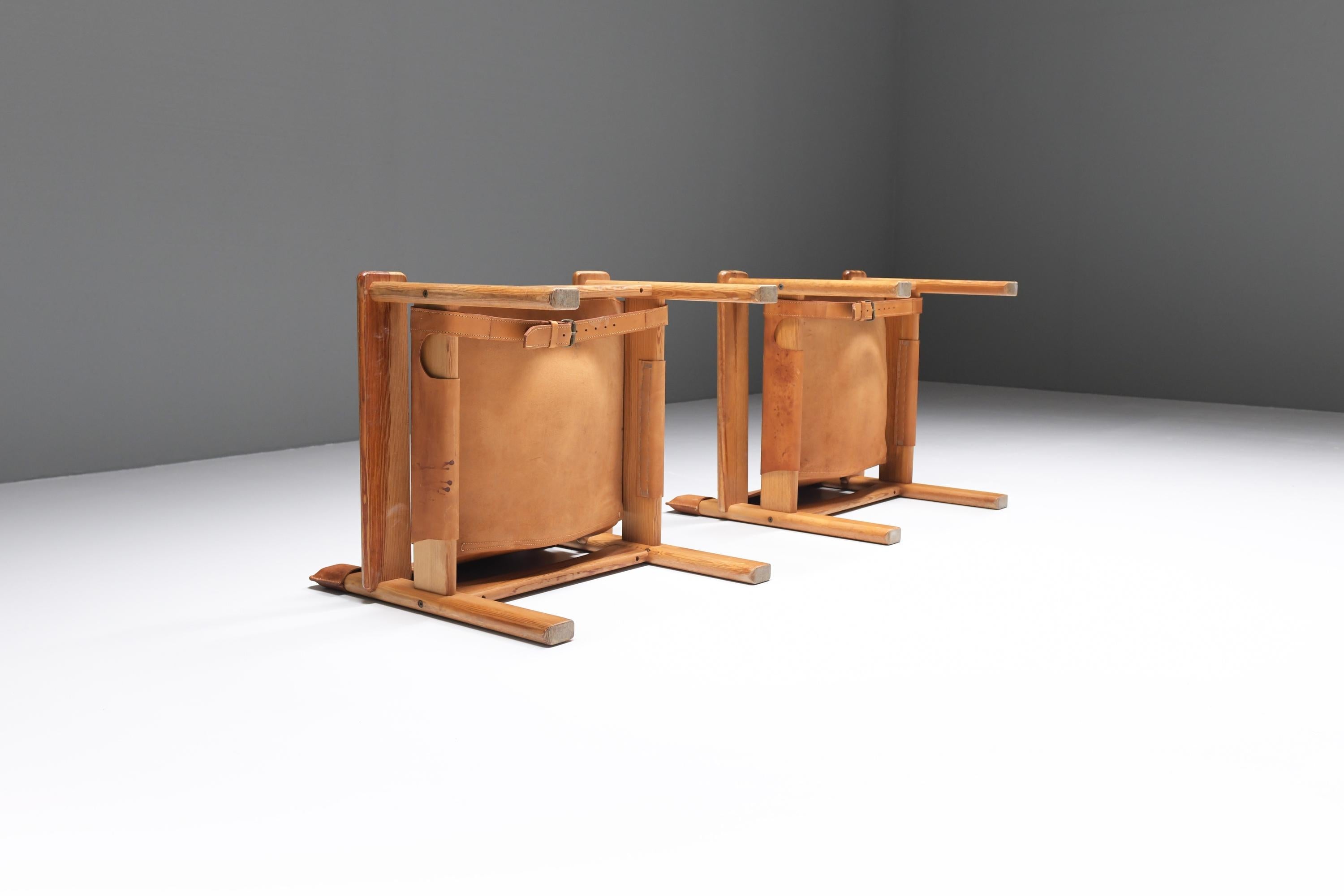 Vintage Natura chairs in patinated cognac leather by Karin Mobring for IKEA 5