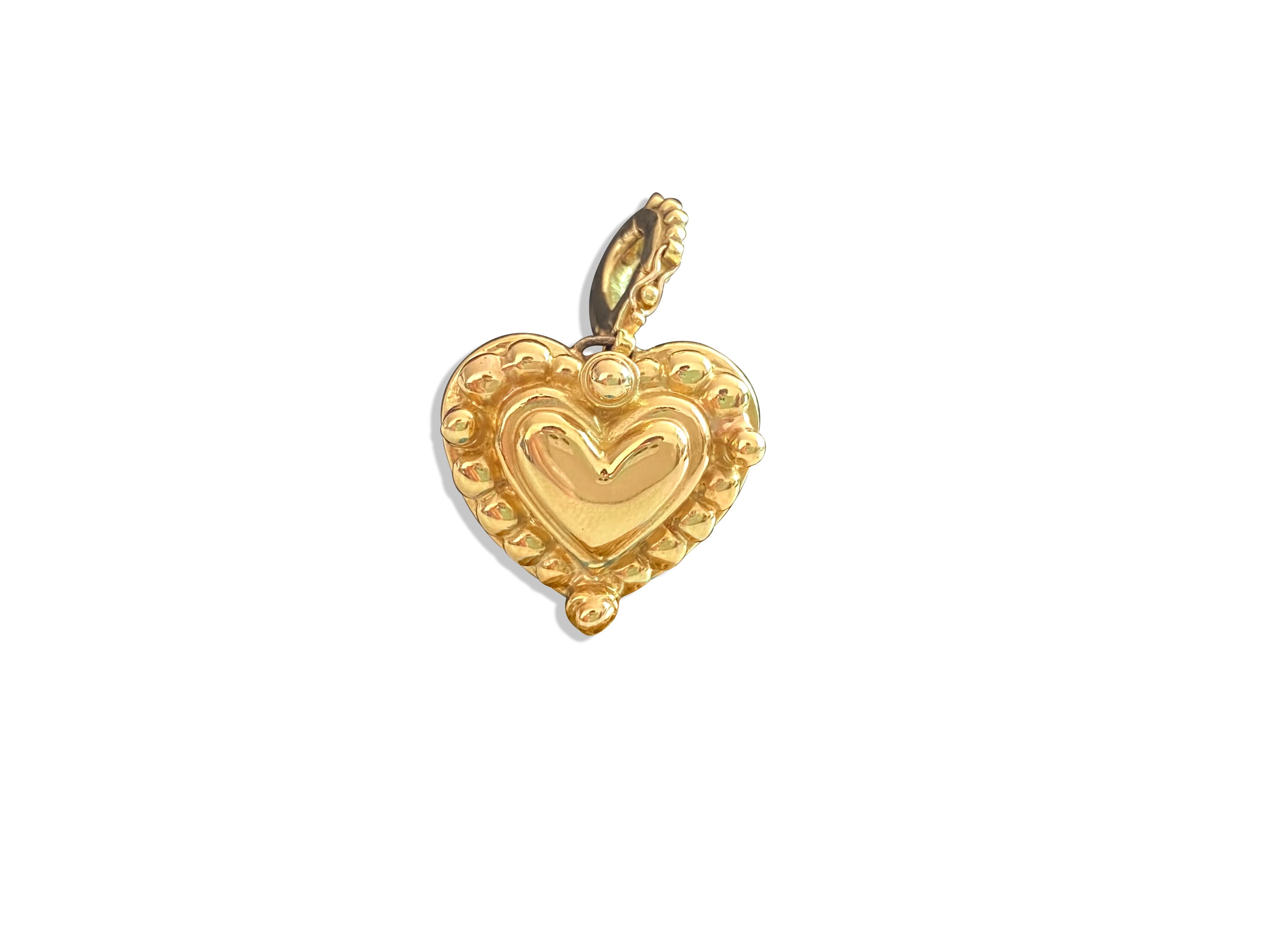 Round Cut Vintage Natural 1.25 Carat Diamond, Ruby and Sapphire Heart Pendant for Her For Sale