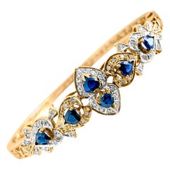 Vintage Natural 2.00 Carat Blue Sapphire Diamond Bracelet