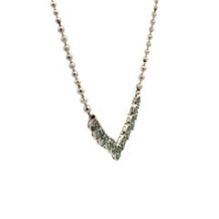 Vintage Natural Alexandrite Chrysoberyl Gemstone Platinum Cluster Necklace