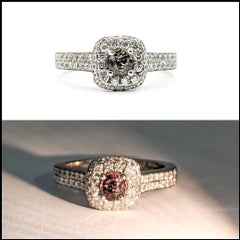 Vintage Natural Alexandrite & Diamond Halo Ring in 14k White Gold