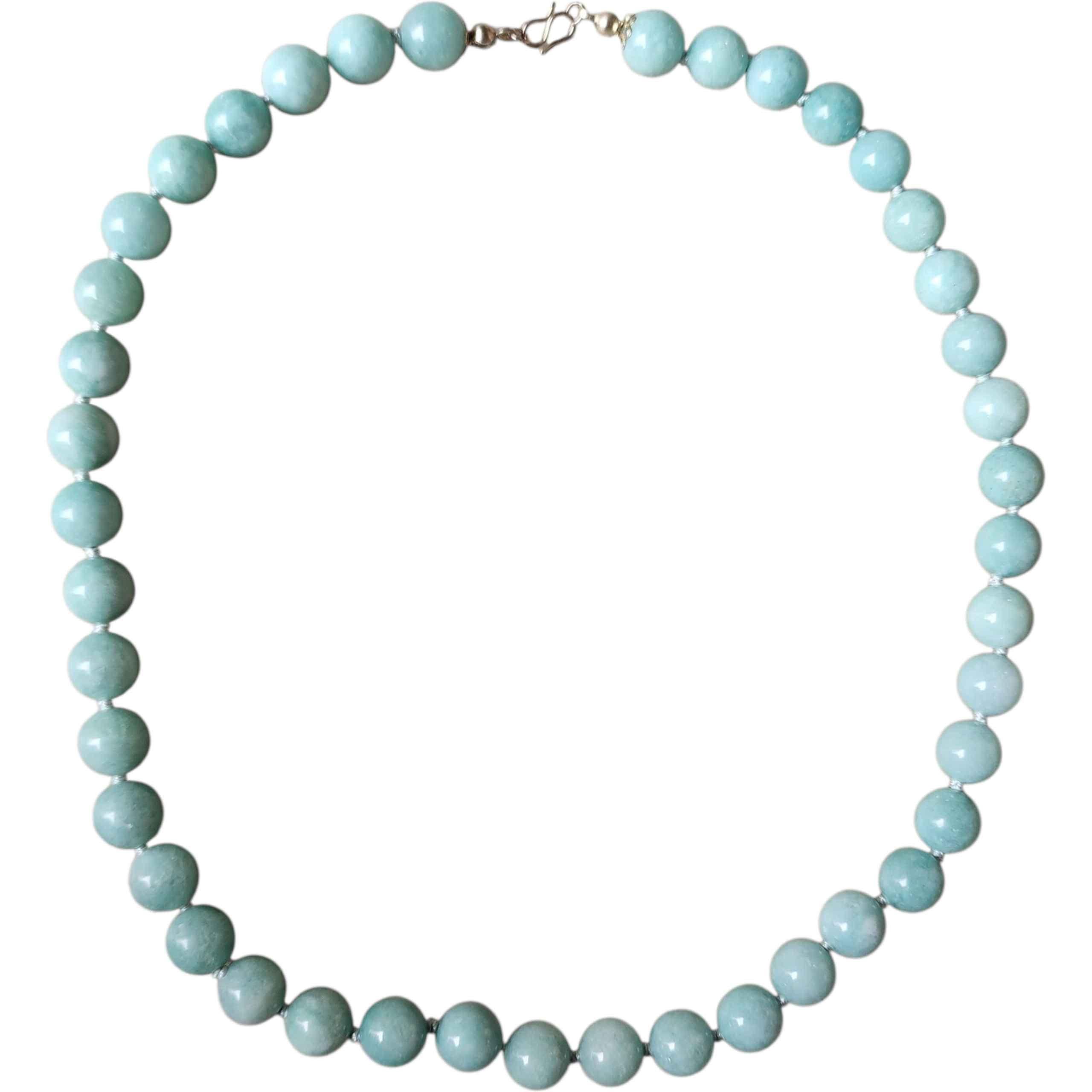 Perlina Collana di perle di amazzonite naturale d'epoca, infilate a mano, 12 mm, pietre preziose lucidate in vendita