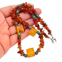 Vintage natural amber silver 925 choker necklace