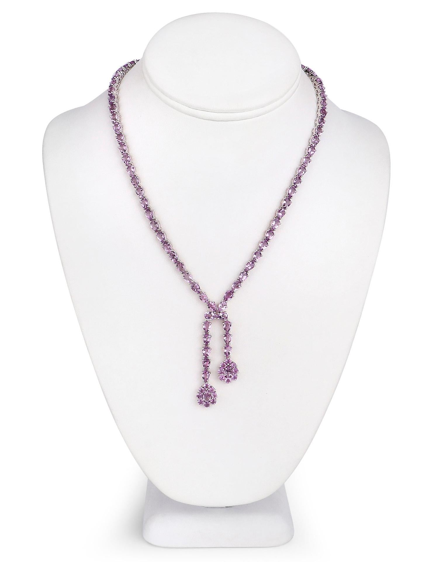 Vintage Natural Amethyst Double Drop Necklace 32 Carats Sterling Silver In Excellent Condition For Sale In Laguna Niguel, CA