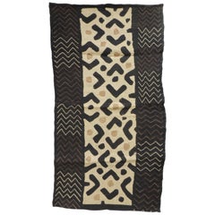 Vintage Natural and Black African Applique Kuba Textile