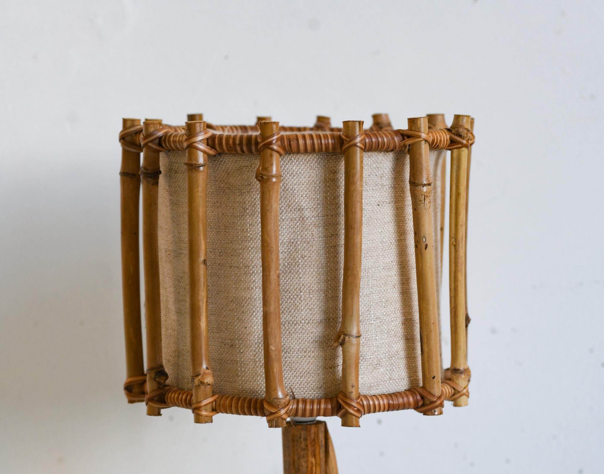 Philippine Rattan Table Lamp with Bamboo Shade For Sale