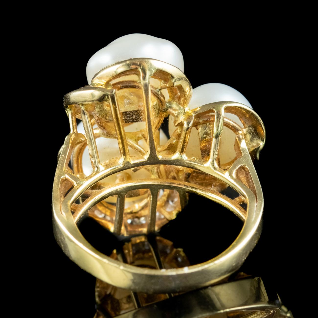 Barocker Perlen-Diamant-Cluster-Ring im Zustand „Gut“ im Angebot in Kendal, GB