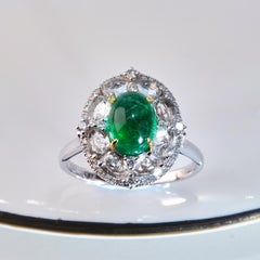 6 Carat Natural Emerald Diamond Engagement Ring Set in 18K Gold, Cocktail Ring