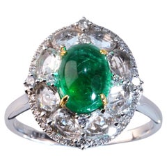 6 Carat Natural Emerald Diamond Engagement Ring Set in 18K Gold, Cocktail Ring