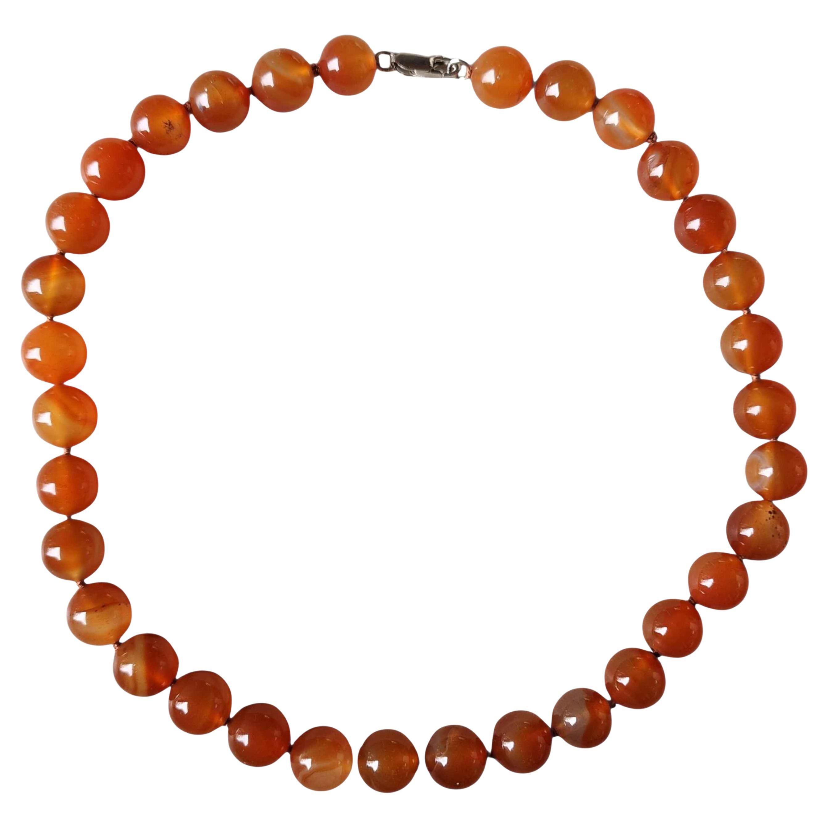 Collana di perle di corniola naturale vintage annodata a mano con fili di pietre preziose da 12 mm