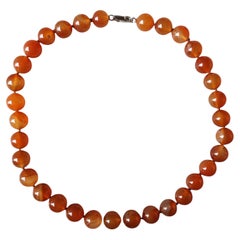 Collana di perle di corniola naturale vintage annodata a mano con fili di pietre preziose da 12 mm