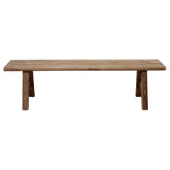 Vintage Natural Chinese Elm Wood Bench