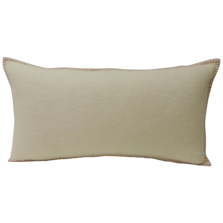 Vintage Natural Color English Wool Decorative Bolster Pillow With