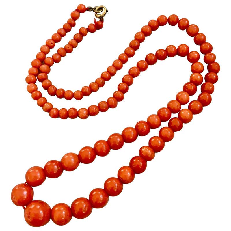 Red coral bead necklace Clearance