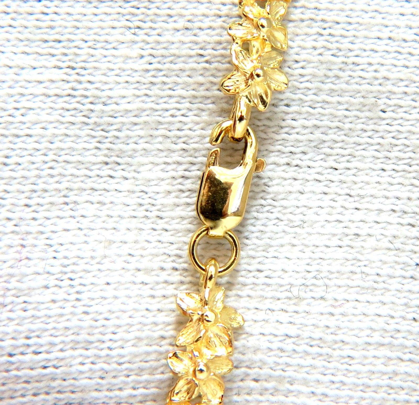 Vintage Coral Bracelet

5 Corals, Cabochon cuts  7.1 x 4.6mm

7 grams.

14kt. yellow gold. 

Measures 7 inches (wearable length)

Intricate floral detail connecting to clasp.
