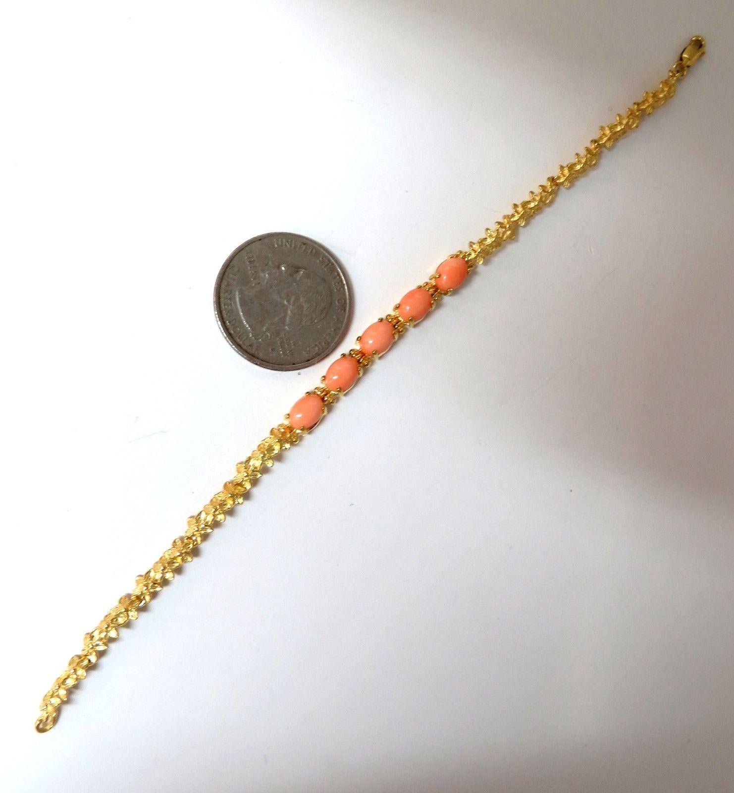 Vintage Natural Coral Link Bracelet 14 Karat 1