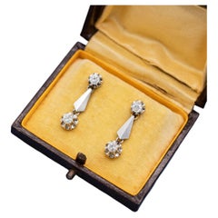 Vintage natural diamond earrings - Dangling cathedral set diamond studs