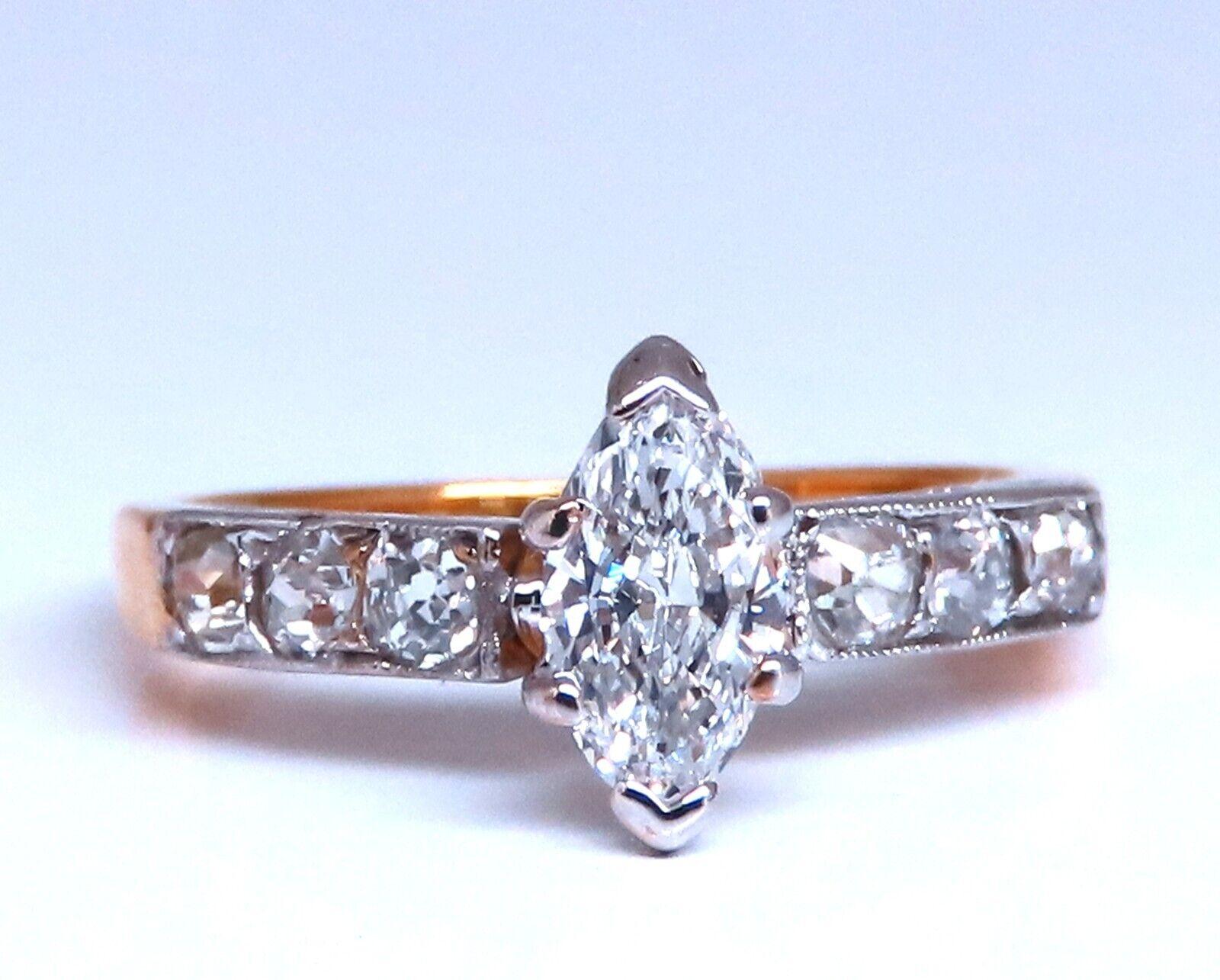 Vintage Natural Diamond Engagement ring 1ct 14kt Gold For Sale