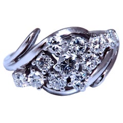 Anillo Vintage de Diamantes Naturales .80ct Oro 14kt Racimo Catedral Levantado*
