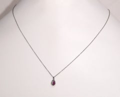 Vintage Natural Diamond Ruby Pendant Necklace Hallmark Sterling Silver