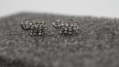 Pendientes vintage de plata de ley con diamantes naturales sal y pimienta elefante