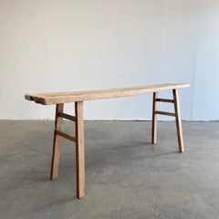 Vintage Natural Elm Wood Console Table