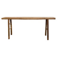 Vintage Natural Elm Wood Console Table