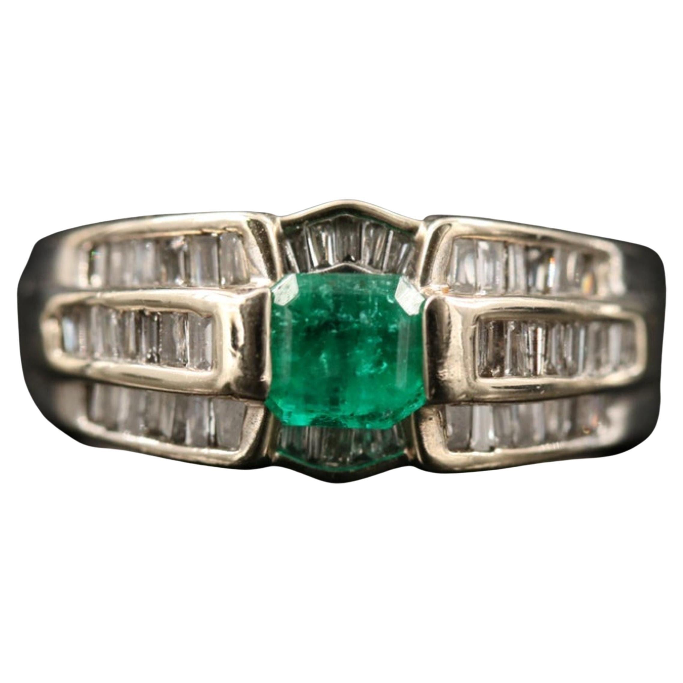 Customizable Vintage 3 Carat Half Eternity Emerald Diamond Engagement