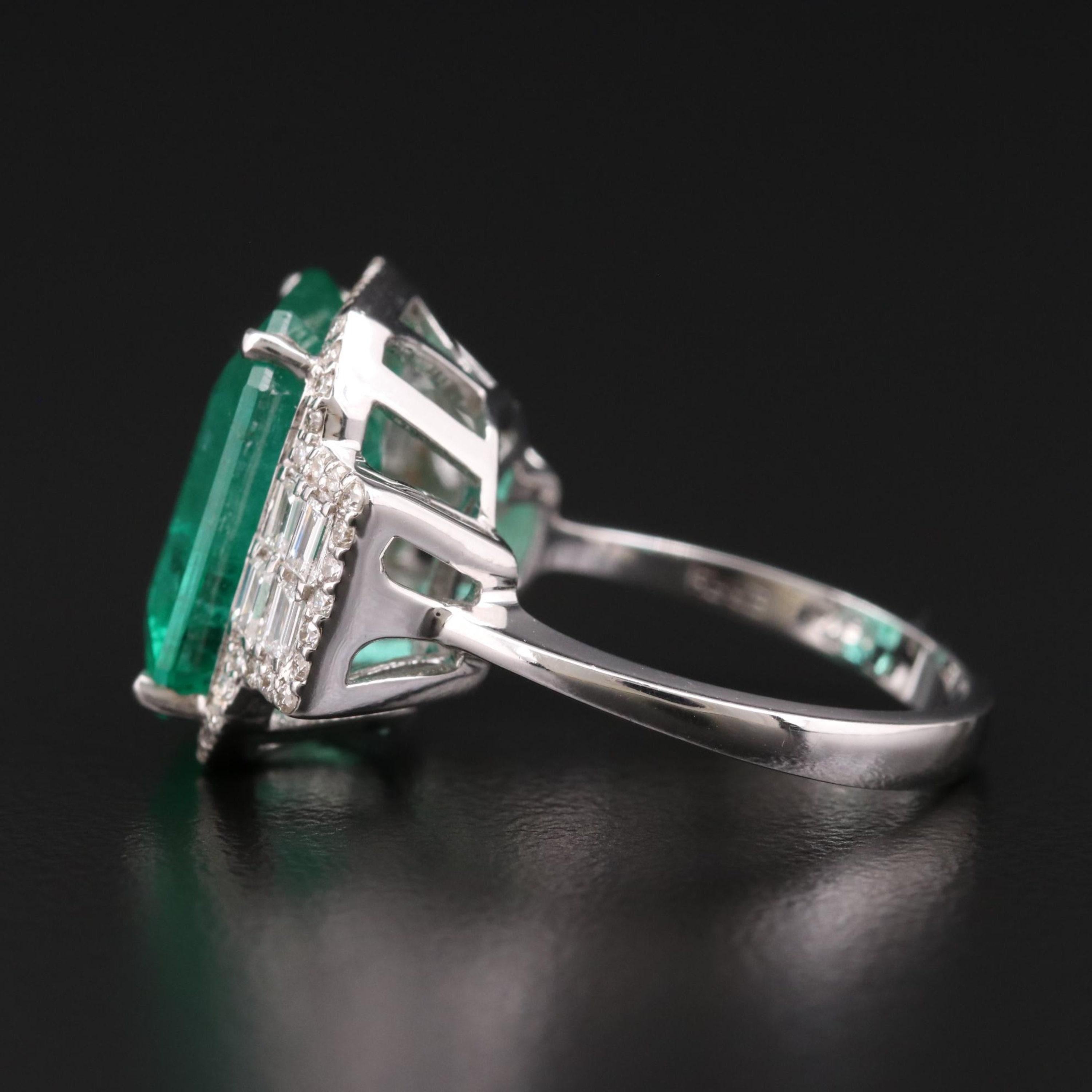 For Sale:  Art Deco 7 Carat Natural Emerald Diamond White Gold Engagement Ring Wedding Ring 3