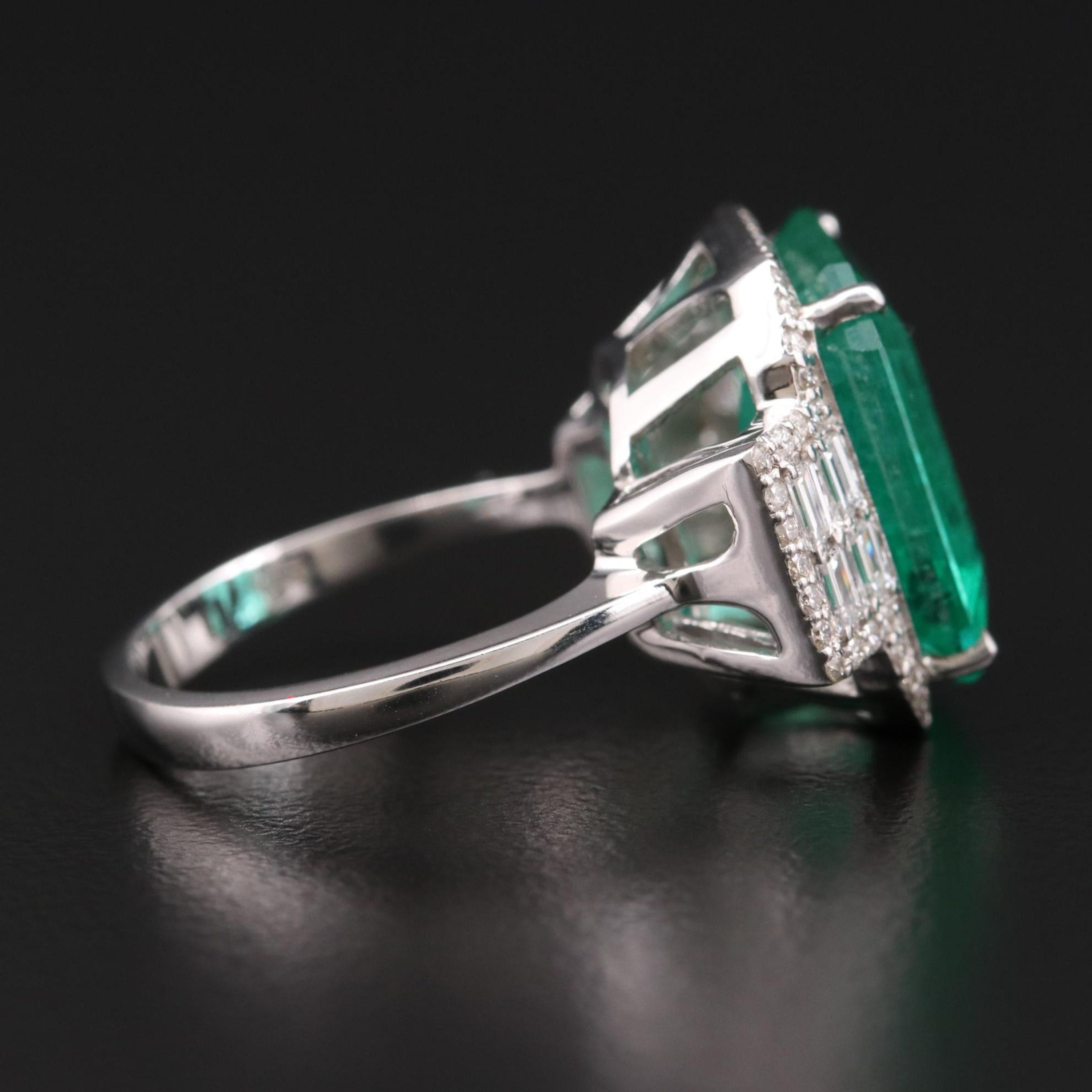 For Sale:  Art Deco 7 Carat Natural Emerald Diamond White Gold Engagement Ring Wedding Ring 5