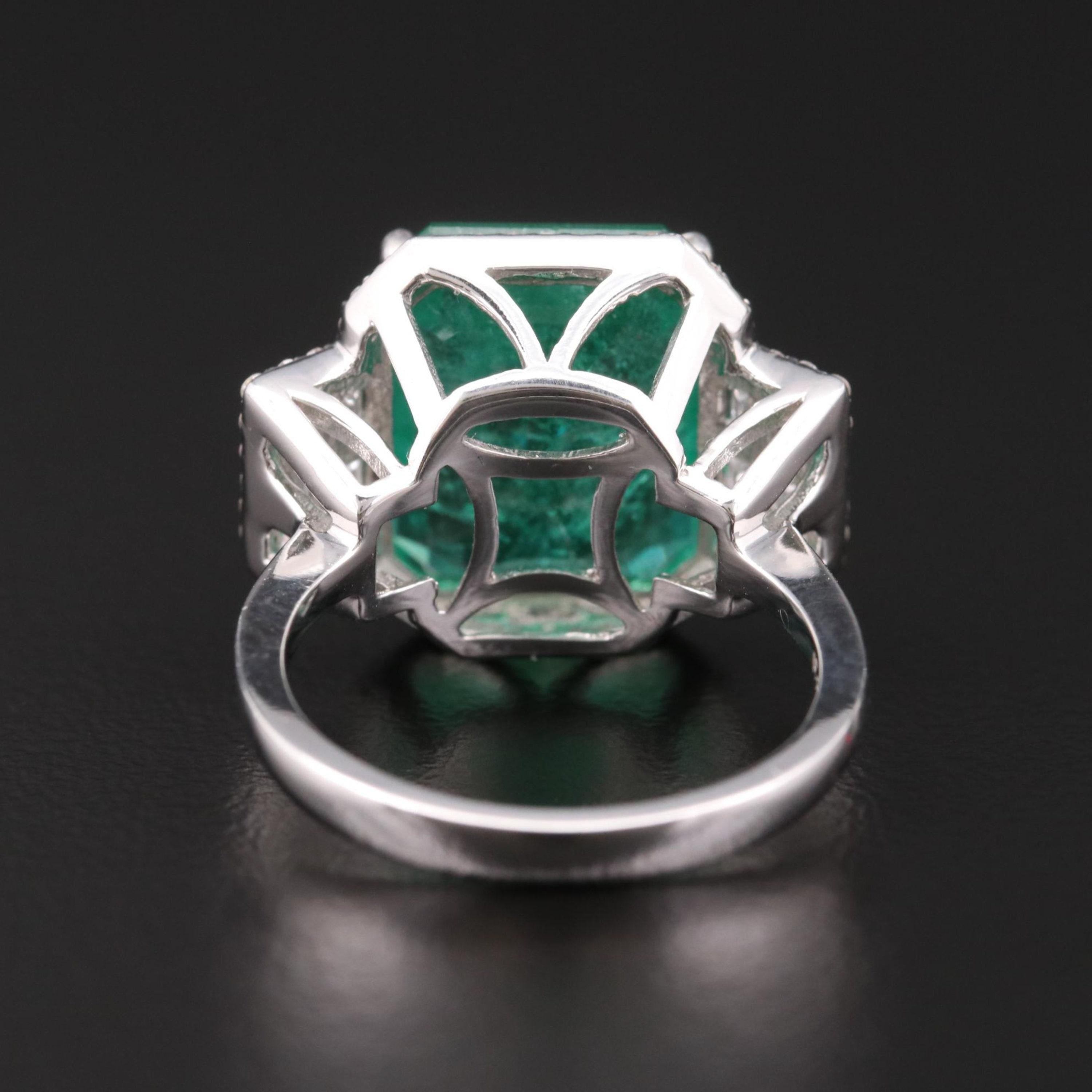 For Sale:  Art Deco 7 Carat Natural Emerald Diamond White Gold Engagement Ring Wedding Ring 6
