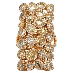 Vintage Natural Fancy Color Multi Diamond Gold Statement JANA Dome Ring