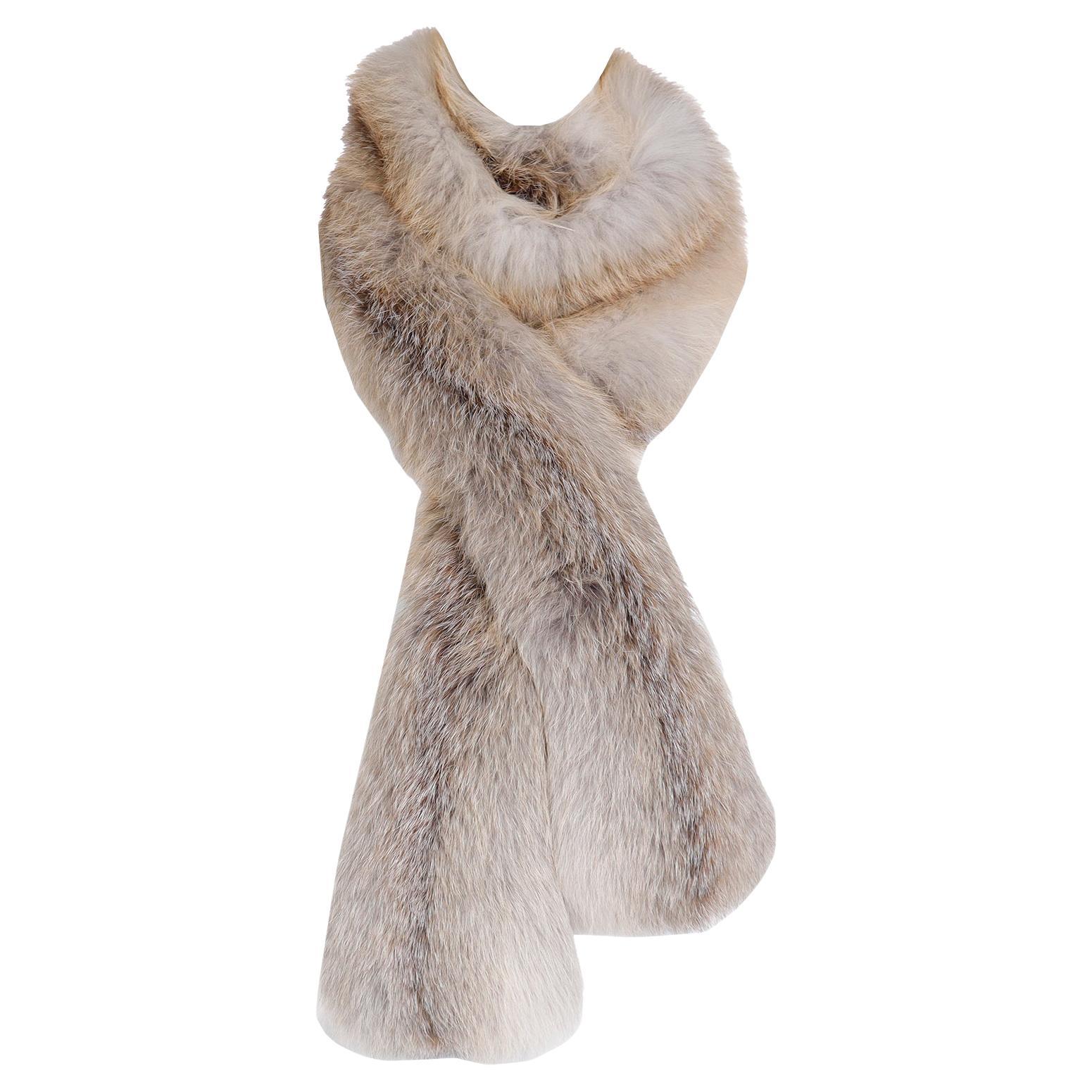 Vintage Natural Fox Fur Extra Long Boa Style Stole Wrap For Sale