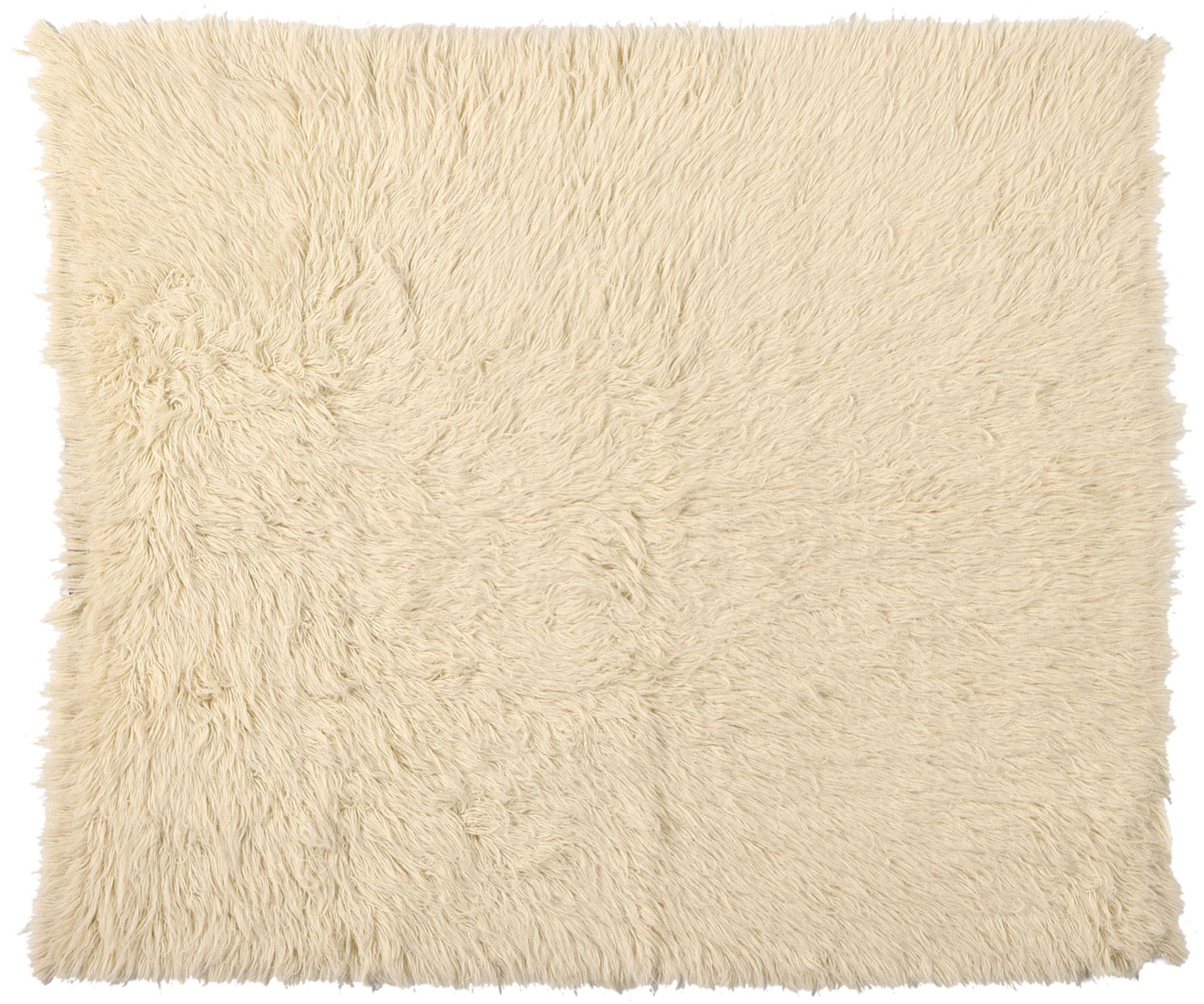 Vintage Natural Greek Flokati Rug with Mid-Century Modern Style For Sale 4