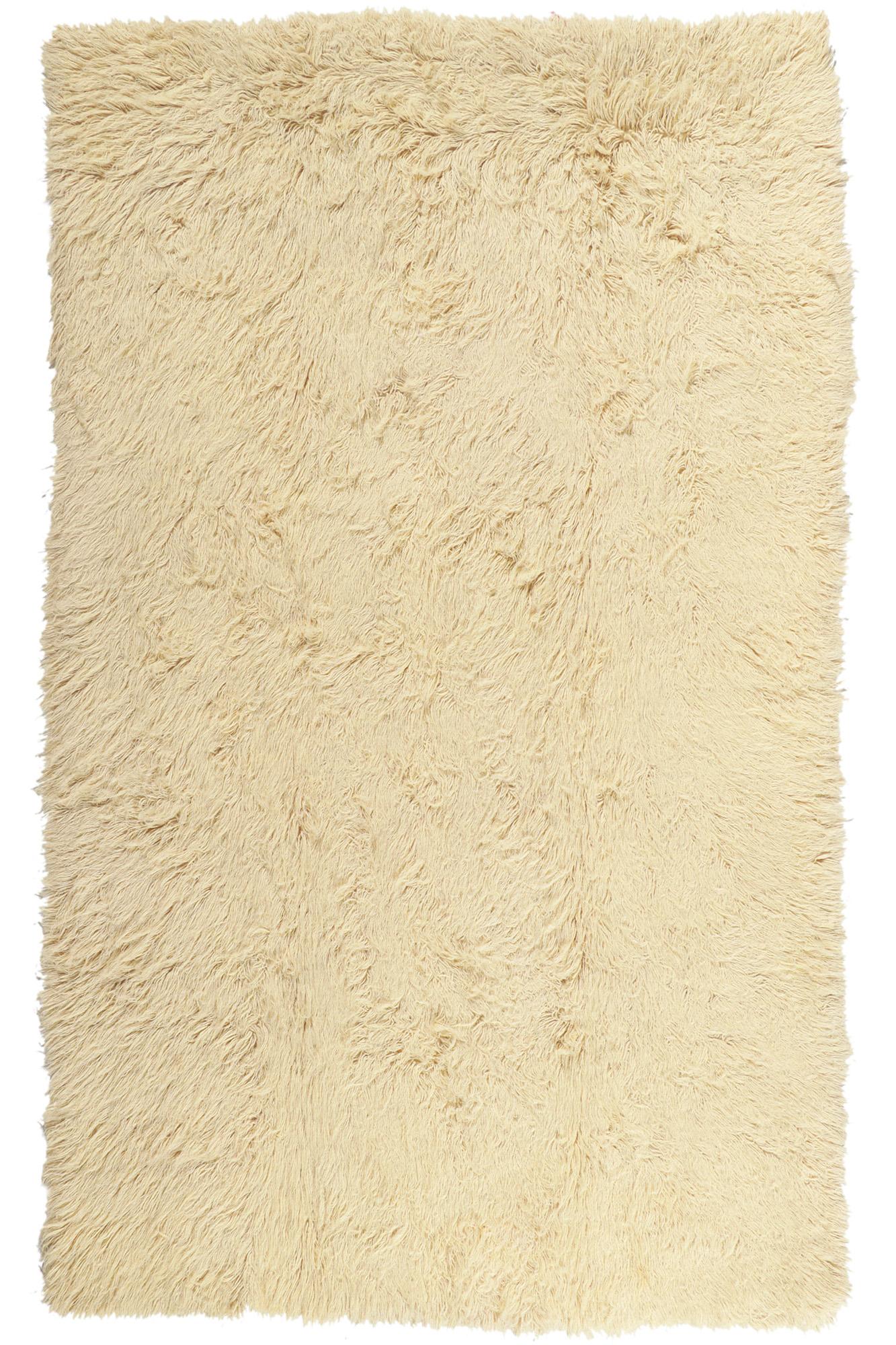 Vintage Natural Greek Flokati Rug with Mid-Century Modern Style 5