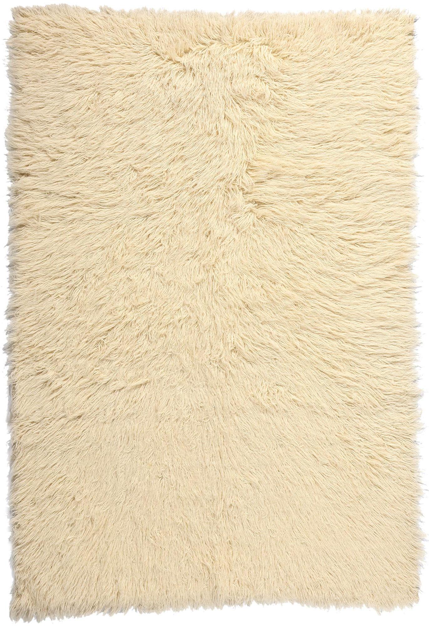 Vintage Natural Greek Flokati Rug with Mid-Century Modern Style