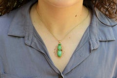 Vintage Natural Jade Spider Pin Pendant Necklace