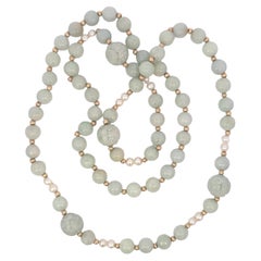 Vintage Natural Jadeite and Pearl Necklace