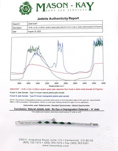 Vintage Natural Jadeite Jade Mason Kay Report Certified White Gold Bracelet