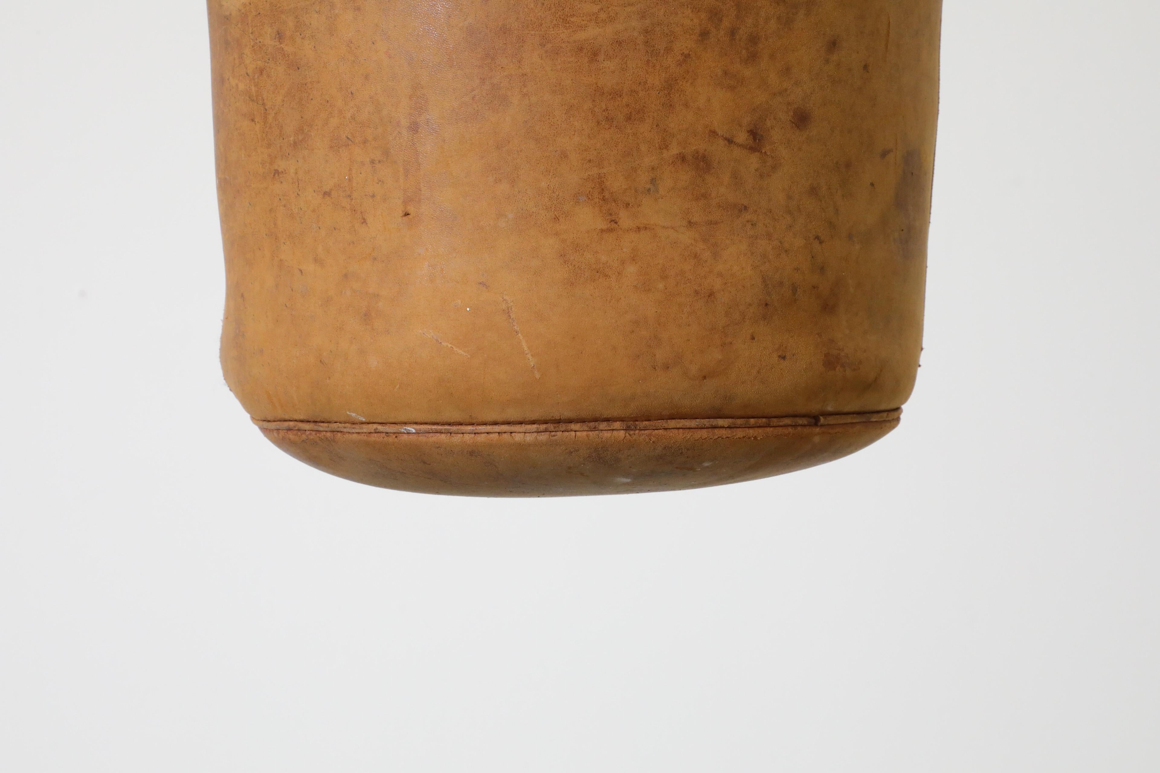 Mid-20th Century Vintage Natural Leather Punching Bag For Sale