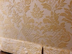 Vintage Natural Linen Brocade Custom Round Arm Floral Jacquard Sofa, Down-Filled