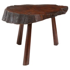 Vintage Natural Live-Edge Low Side Table