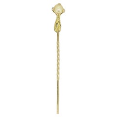 Épingle de bâton vintage en perle naturelle avec aigle et talon