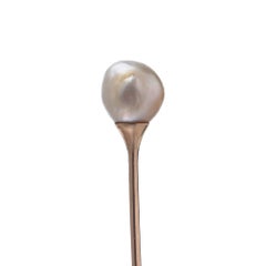 Vintage Natural Pearl Stick Pin, 14KT Gold, 1950s