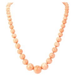 Vintage Natural Pink Coral Beads Graduated Necklace