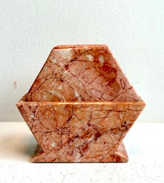 Vintage Natural Pink Marble Hexagon Drink Coaster Set with Holder