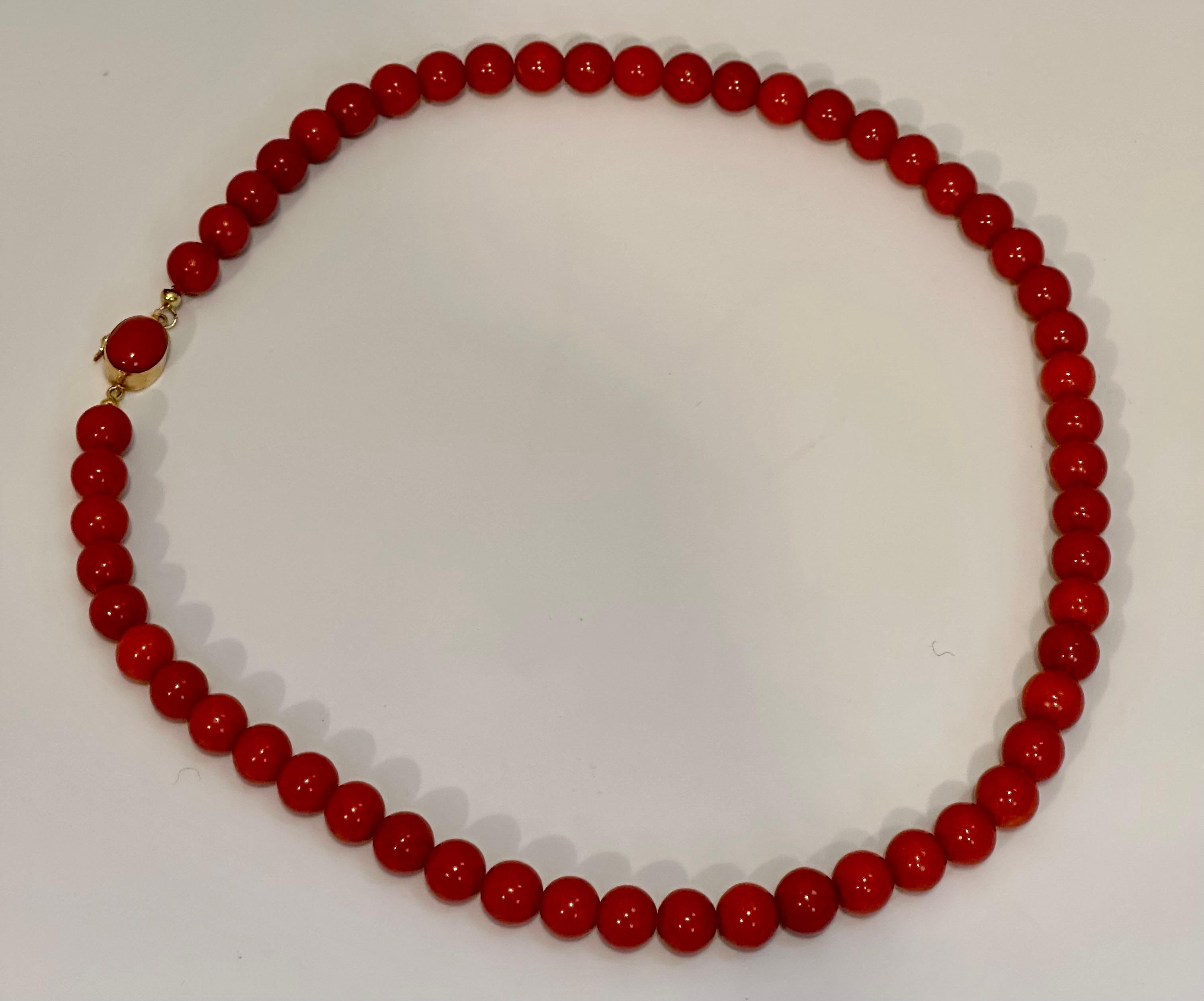 Vintage Natural Red Coral Strand Bead Necklace 18 KY Gold, Estate Fine Jewelry 6